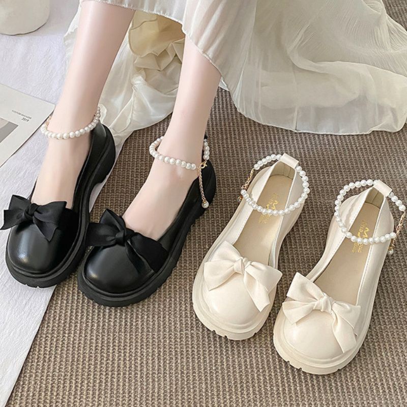 Sepatu Wanita Import 0214830 Sepatu Docmart Dengan Mutiara