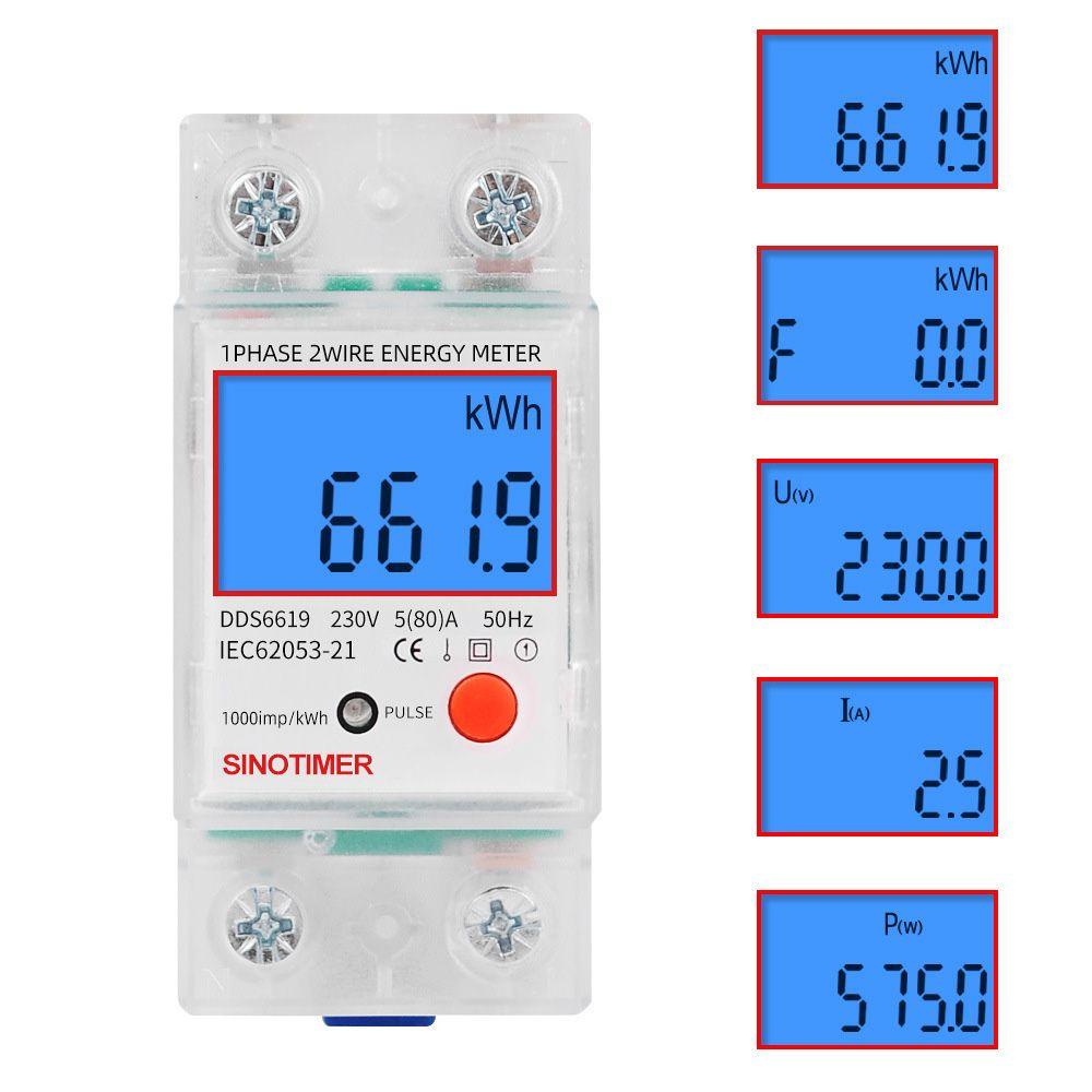 Lanfy Energy Meter AC 220V 80A Reset Zero Din Rail Backlight Fase Tunggal LCD Pengukur Konsumsi Daya