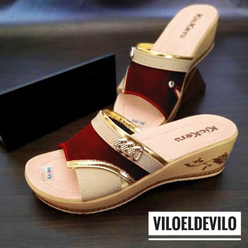 Wedges Sandal Kickers Wanita Slop Sandal Pesta (Size 37-40)-3