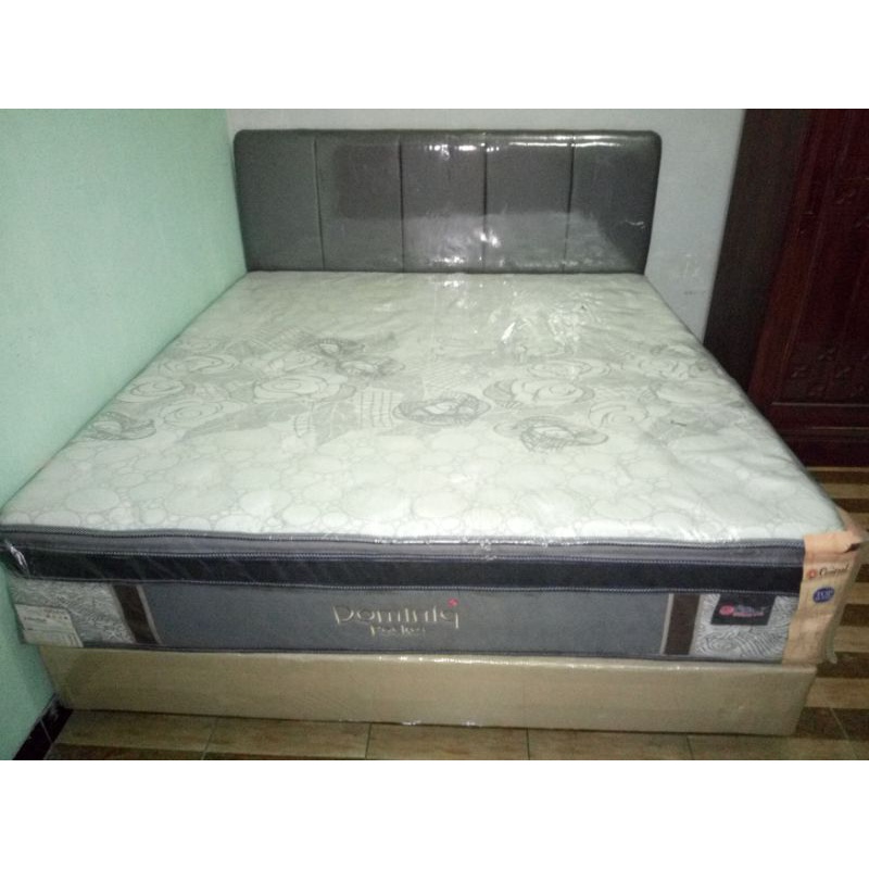 Set Central dominiq 160 divan Laci sandaran Kasur spring bed pocket spring jumbo pillow top