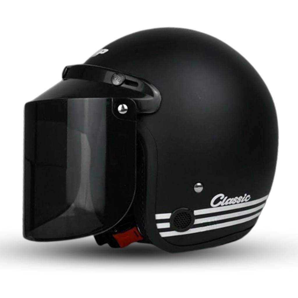 HELM Bogo Dewasa CLASSIC Kaca DATAR Kaca Cembung Hitam Bening Untuk Pria Dan Wanita Dewasa SNI COD Free PAcking