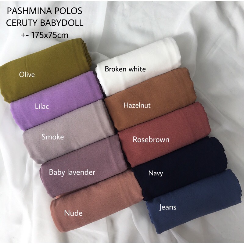 Pashmina Ceruty baby doll premium pasmina ceruty  baby doll pashmina ceruty tepi jahit -+ 175x75-8