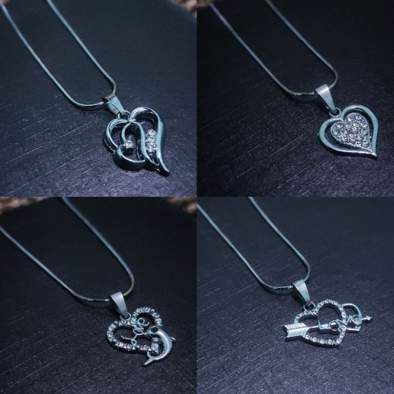 4s Grosir Solo || Kalung Silver Wanita Liontin Variasi LOVE Permata Anti Karat &amp; Luntur