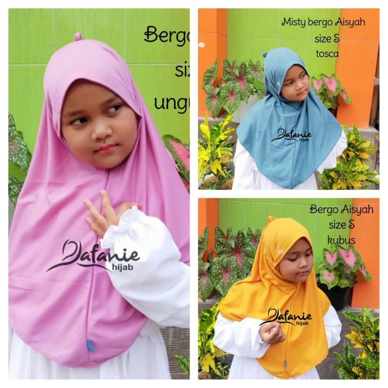 Bergo Aisyah size S non pet bahan kaos Tc adem dan halus merek Rafanie Hijab