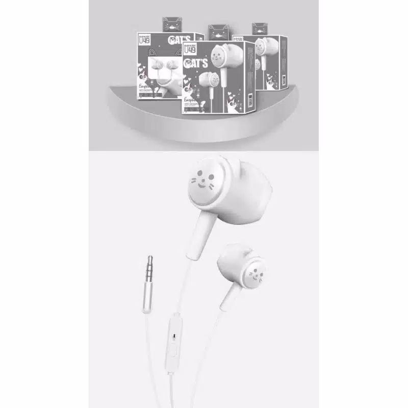 Headset/handsfree/hf super bass U49 macaron cat