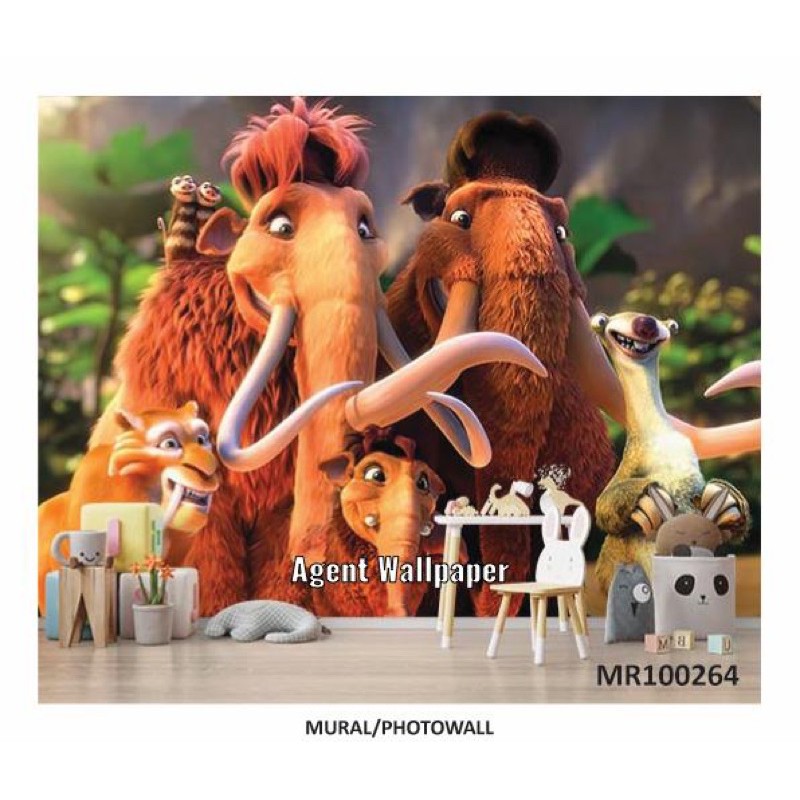 Photowall Mural 3D Wallpaper Mural Kartun Mamut Gajah