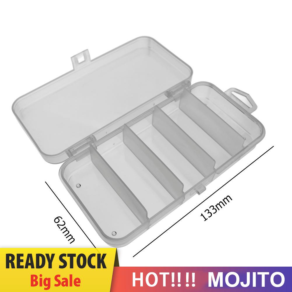 MOJITO Plastic 5 Compartments Fishing Tackle Box Fish Lure Hook Bait Storage Case