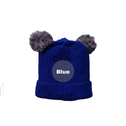 stoberi baby - KUPLUK DOUBLE POM (B) Topi Anak Lucu Model Kupluk Usia 0 Sampai 3 Tahun Kualitas Terbaik