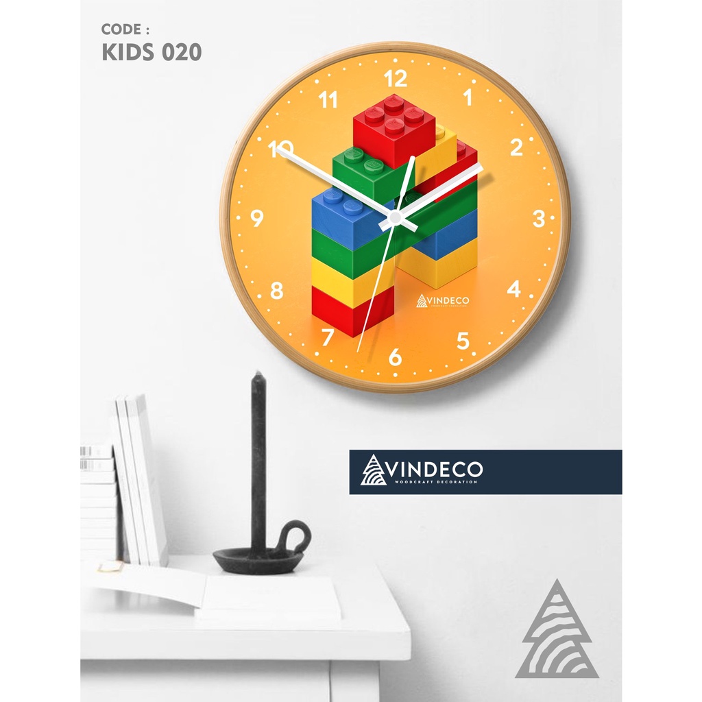 JAM DINDING KAYU / JAM DINDING ANAK / KADO ULTAH / KADO ANAK / JAM UNIK / JAM ANAK / VINDECO / KIDS-KIDS 020