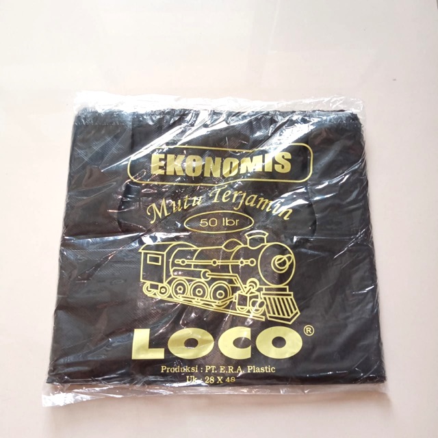 Kantong Plastik asoi loco ekonomis hitam 28x48 isi 50 lembar