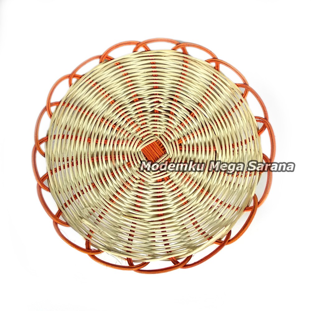 Piring Rotan Anyaman Diameter 23cm - warna warni