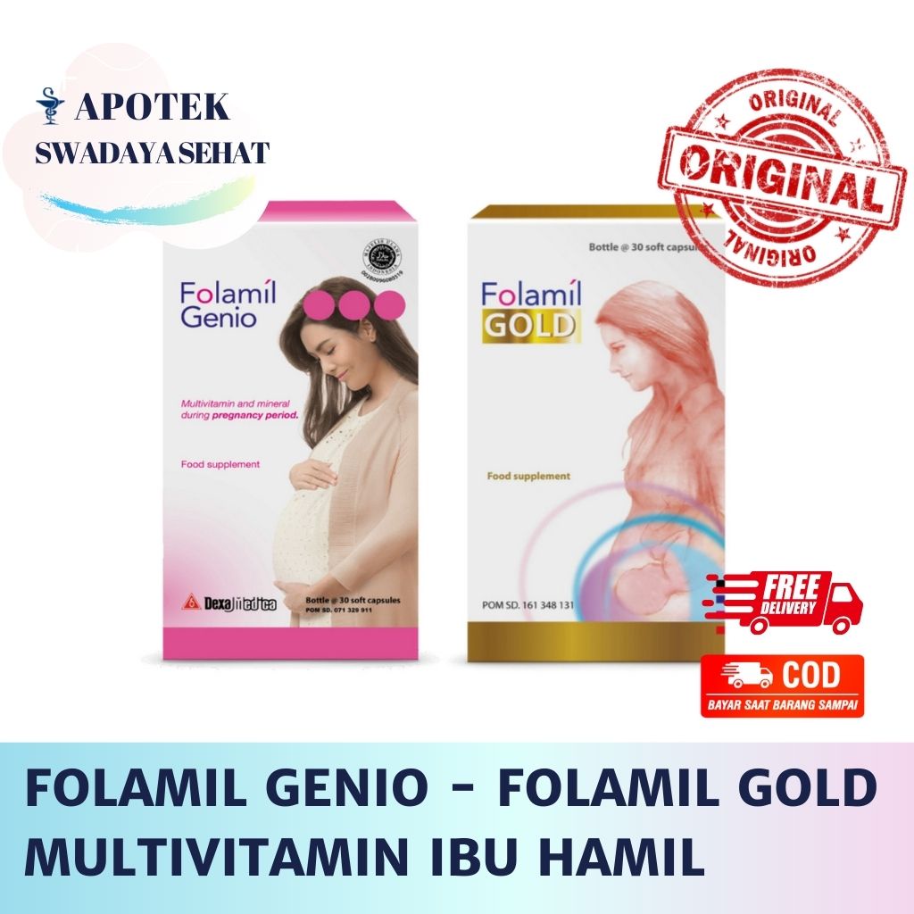 FOLAMIL GOLD - Folamil GENIO  Botol Isi 30 - Multivitamin Ibu Hamil Trimester 1 2 3 Dan Menyusui DHA