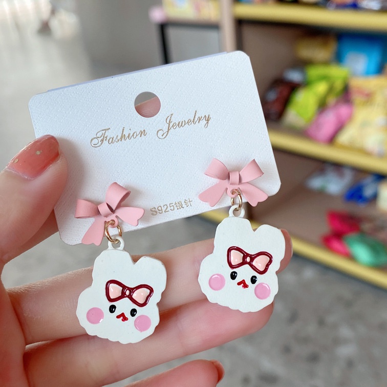 Anting Stud Desain Hati Cherry Beruang Bunga Mutiara Untuk Wanita