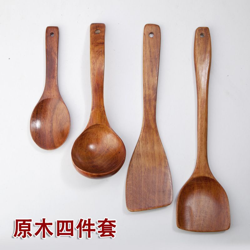 (BOW) Spatula Kayu 1 Set Isi 5 Peralatan Masak Unik Wooden Style Peralatan Dapur Berkualitas