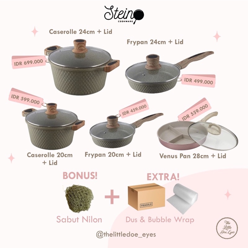 Stein Cookware Venus Pan / Sauce / Wok / Casellore / Frying Pan