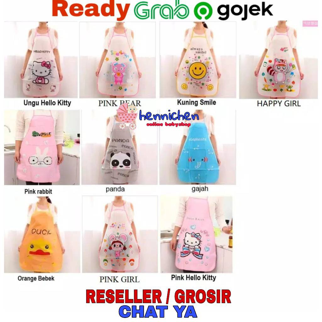 Celemek Plastik Karakter Celemek PVC Celemek Waterproff Apron Masak Motif