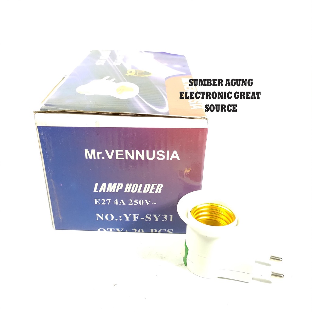 Fiting Lampu Colok Langsung Saklar Mr Venusia Dexicon E27 6A 250V Lamp Holder