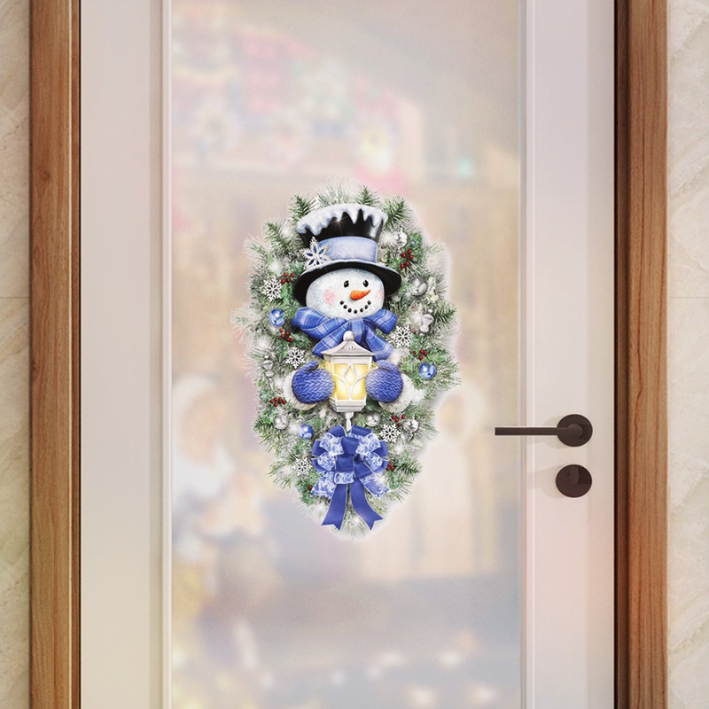 [Christmas Products]  Christmas Snowman Village Wreath Decorations Paste Window Paste Stickers