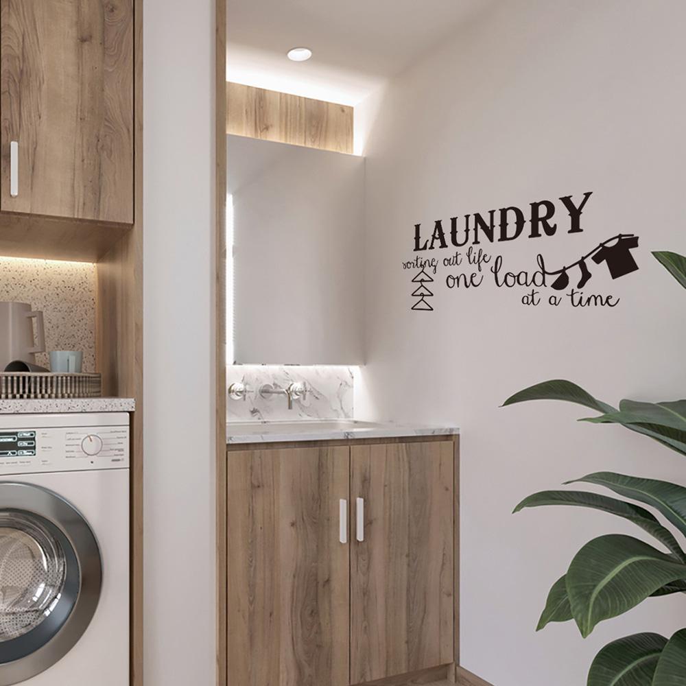 R-flower Laundry Room Decal Art Apartemen Removable Home Decor Symbol Cuci|Sign Pengering Mesin Cuci
