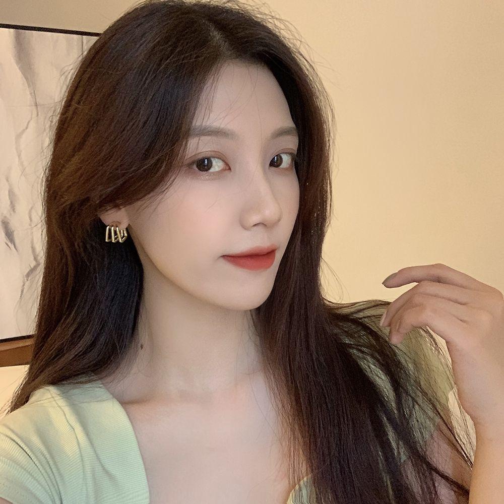 Anting Kotak Agustinina Elegan Sederhana Keren Gaya Punk Alloy Gadis Anting Gaya Korea