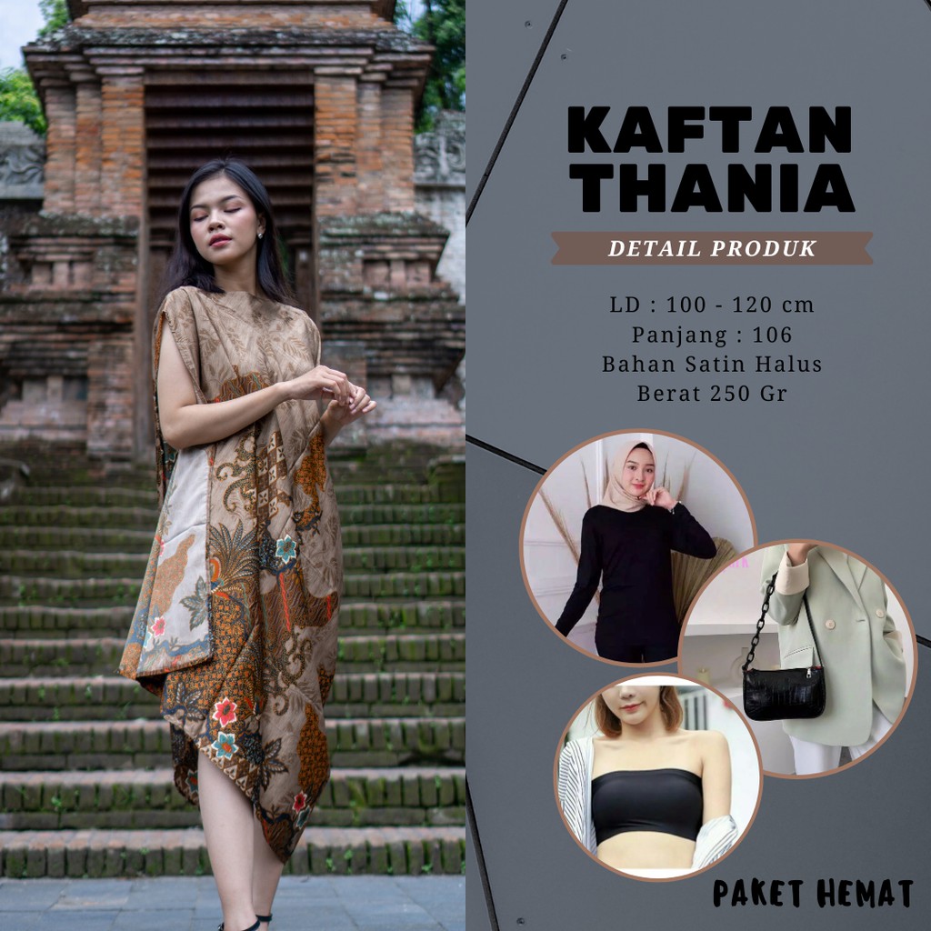 DRESS WANITA BATIK THANIA LIPAT SAMPING SATIN HALUS BAHAN ADEM CEWEK REMAJA v3Q6  FREE TAS-MANSET-BH