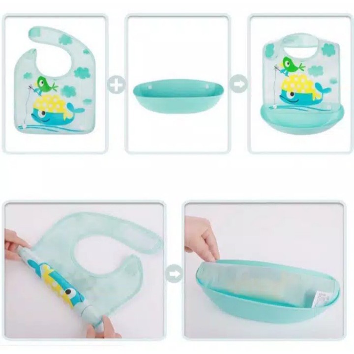 Tatakan Bayi | Celemek Bayi | Foldable Bib With Crumb Catcher R-15