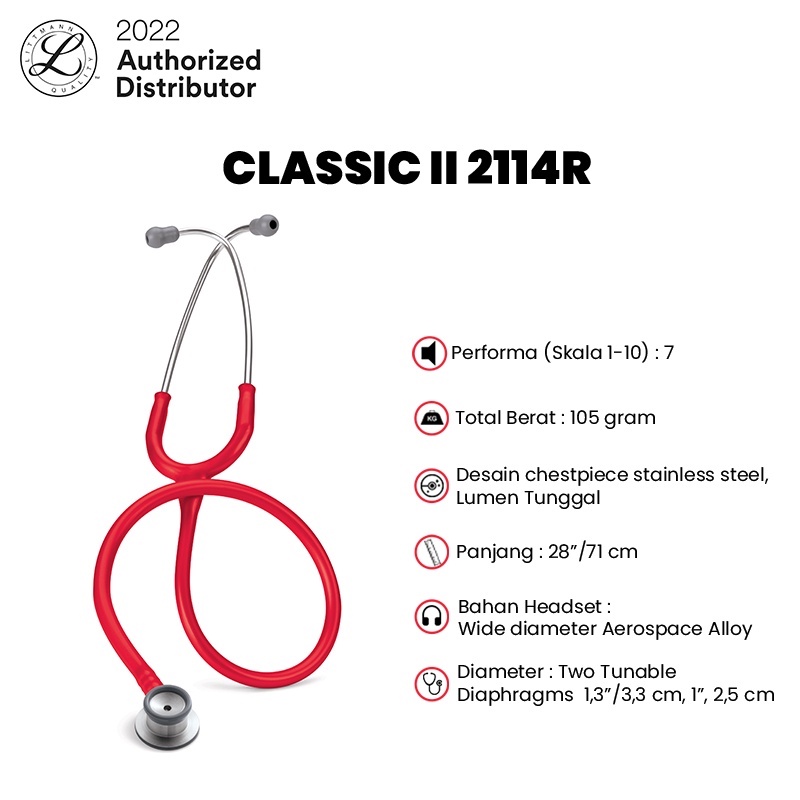 3M Littmann Classic II Stethoscope / Stetoskop Infant - RED - 2114R