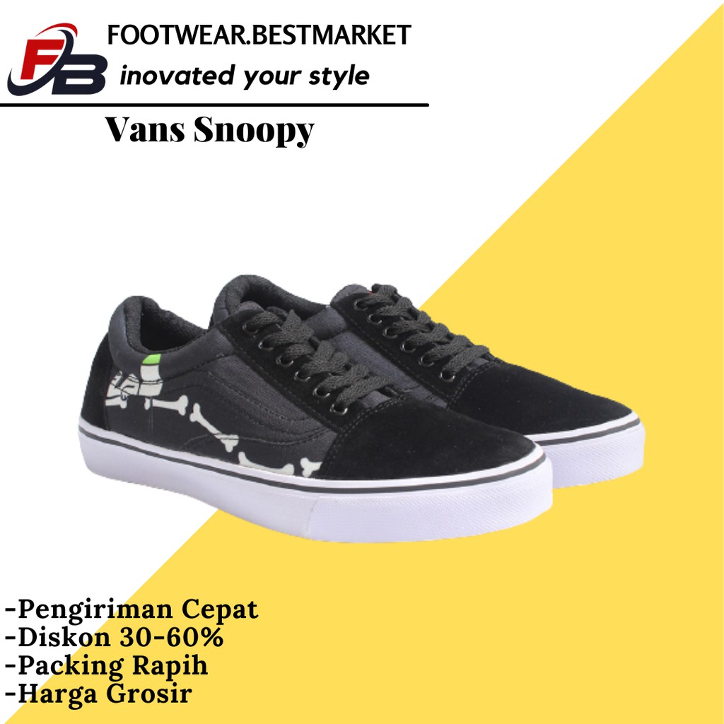 SPESIAL PROMO !! SEPATU SNEAKERS SKATERS PRIA VANS MOTIF SNOPY TULANG KANVAS PREMIUM LOW SHOES MURAH