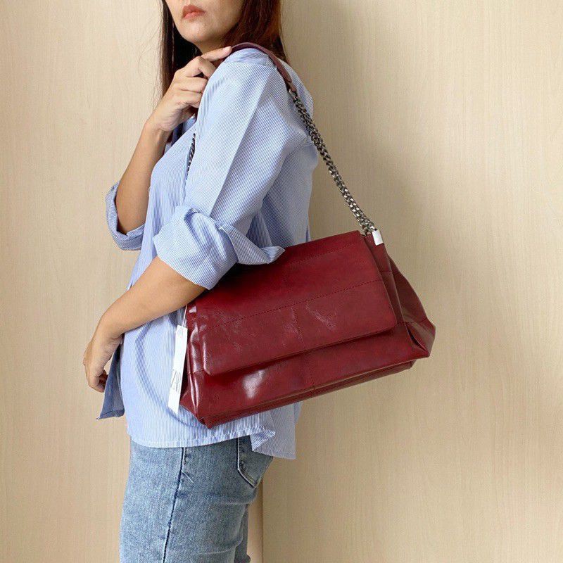 COD TAS| ZARA SHOULDER BAG MERAH MAROON