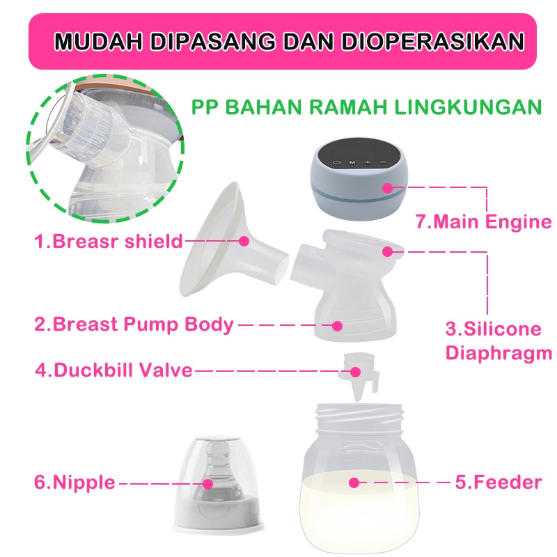 Electric Breast Pump Handsfree &amp; Single  / Breast Pump Elektrik Rechargeable / Portable Pompa ASI Elektrik BPA Free 9 Speeds Low Noise Painless Breast Pump &amp; Accessories