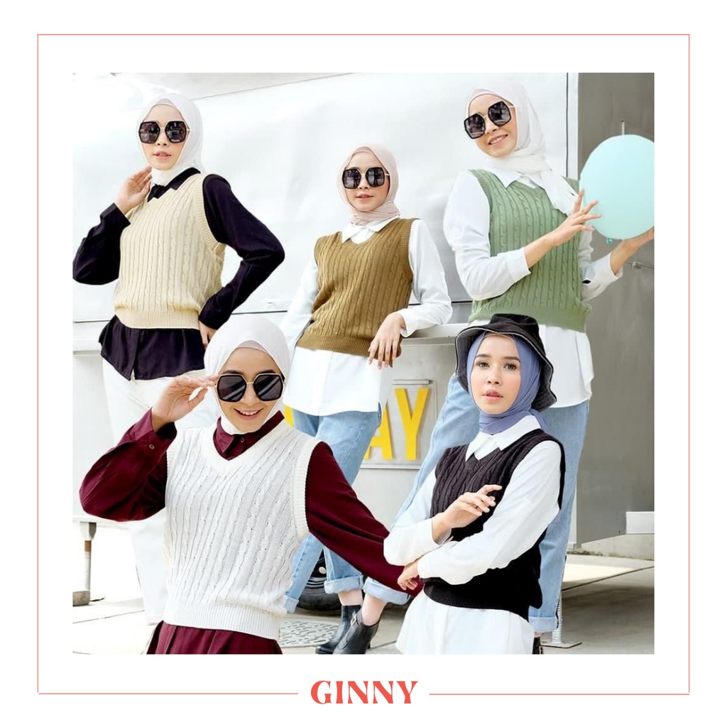 Aubrey Vest | Premium Korean Knit Vest | Rompi Rajut Wanita Korea Motif Polos | GINNY