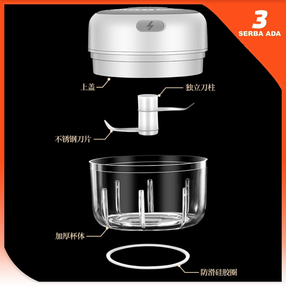 Mini Chopper Elektrik USB / Speedy Chopper Portable Elektrik / Penggiling Bumbu Elektrik / Penggiling Daging Portable Elektrik