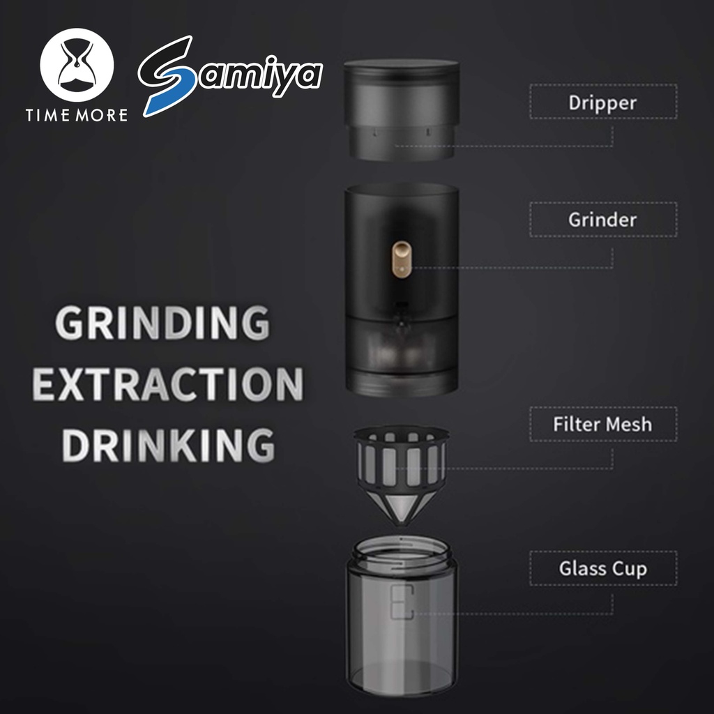 timemore 123GO auto coffee dripper electric grinder E&amp;B burr mesin kopi maker V60 portable USB 3in1 burr coating titanium FREE carry bag