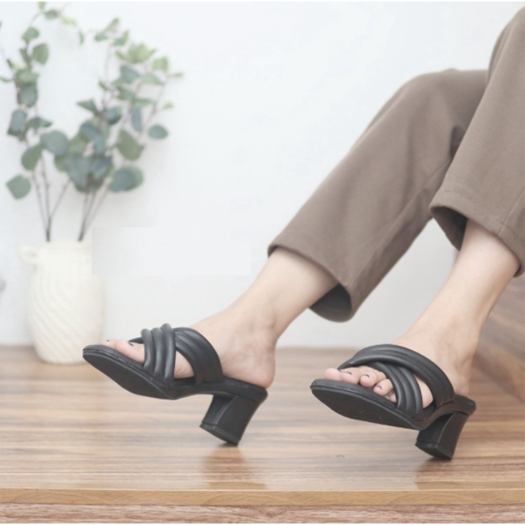 sandal wanita sendal hak tahu sandal hak wanita Heels Wanita Busa / Sandal Hak Tahu Chunky 5CM / Sandal Hak Tahu Wanita Silang / Sandal Wanita Murah Original