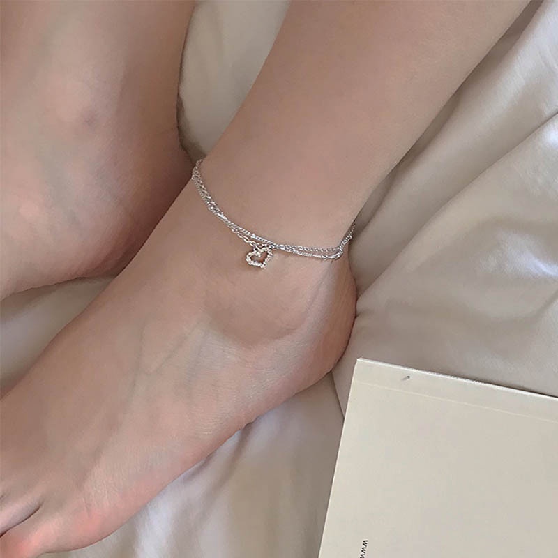 Gelang Kaki Bahan Stainless Steel S925 Lapis Silver Untuk Wanita