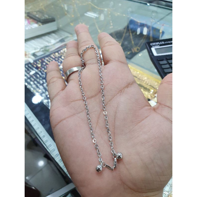 gelang kaki emas 750 putih nori bel 2