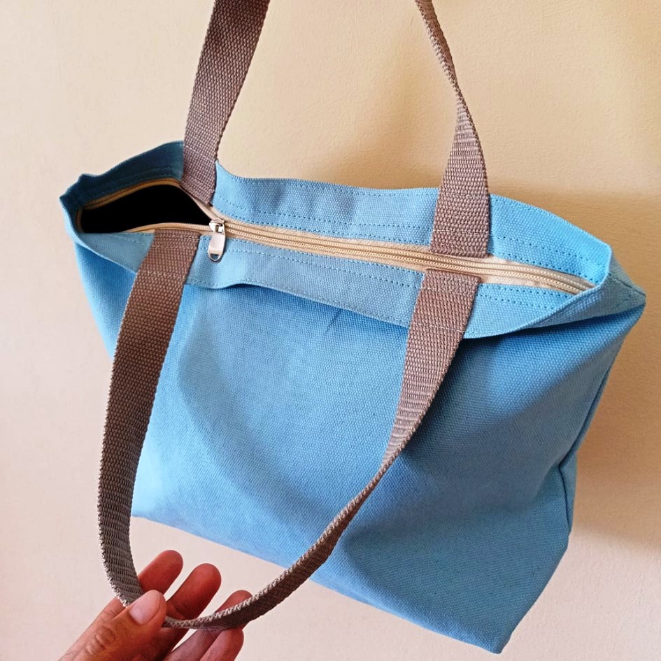 HANDBAG TAS JINJING KANVAS POLOS WARNA BIRU BENHUR TAS WANITA KANVAS RIENS COLLECTIONS