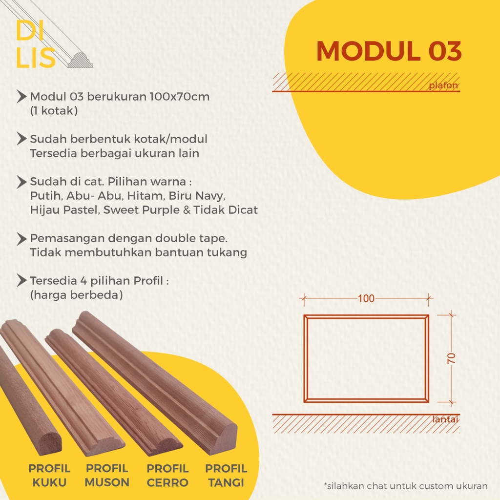 MODUL 03 HIASAN DINDING LIS PROFIL KAYU WALL MOULDING WAINSCOTING