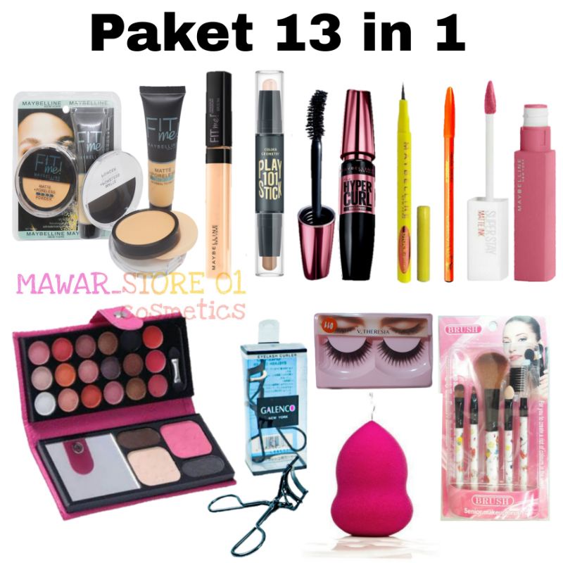 Paket Kosmetik Maybelline Super Lengkap 13 In 1 / Make Up Maybelline Lengkap#