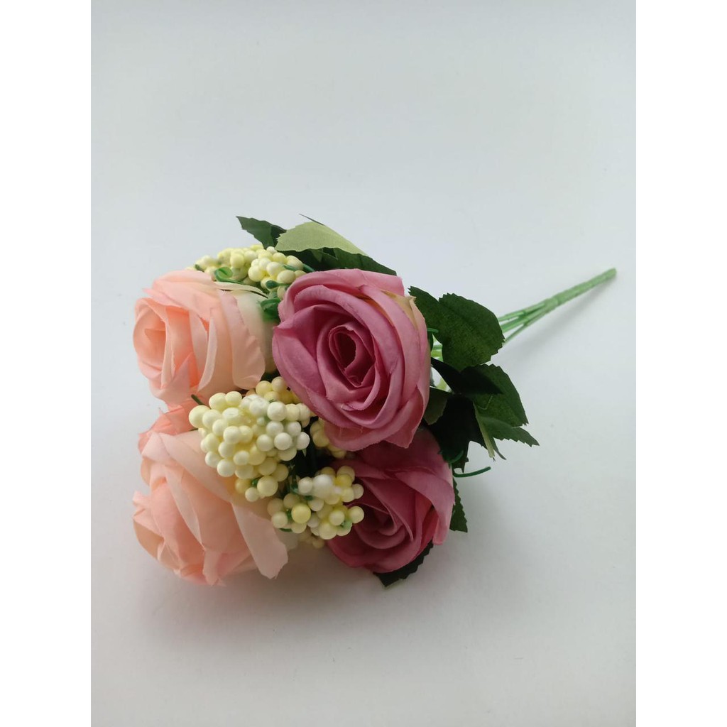 COD BUNGA MAWAR BUNGA TANGKAI PLASTIK BUNGA ARTIFISIAL BUNGA PAJANGAN BUNGA HIASAN BT9053-BABY PINK