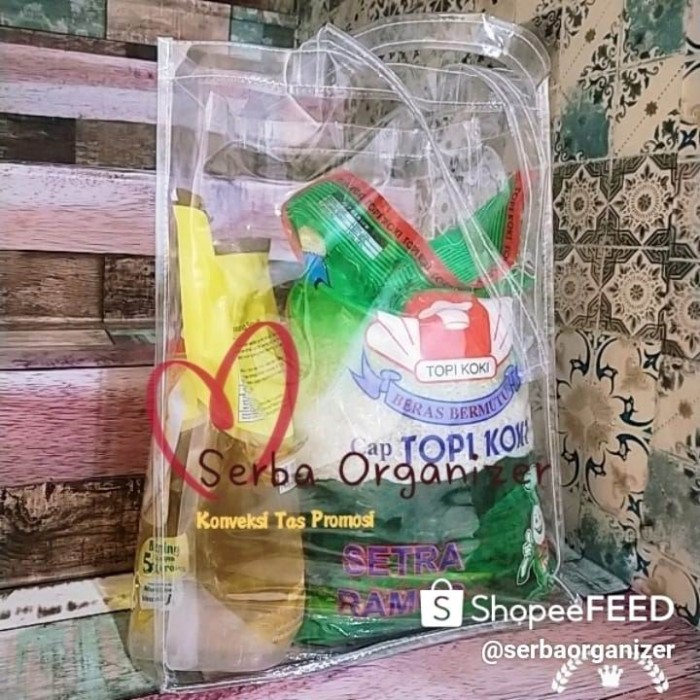 

30x12x40 Goodie bag JUMBO transparan tote bag souvernir perusahaan Tas mika jumbo transparan, Goodie bag mika jumbo, Tas sembako