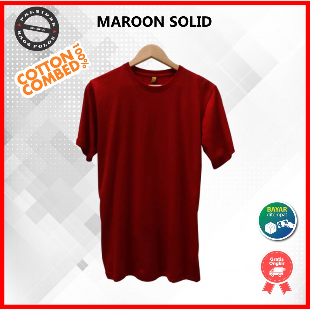  Baju  Kaos Polos  Oblong Jogja Lengan Pendek Maroon  Solid 