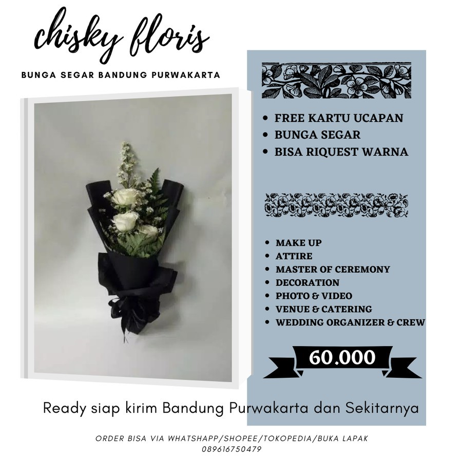 HAND BUKET BUNGA ASLI MAWAR PUTIH