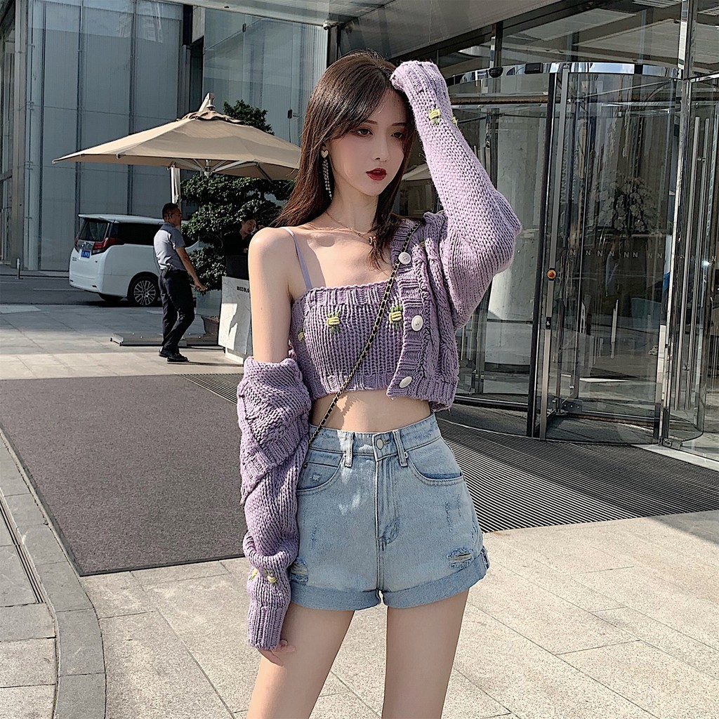 cardigan tube top set