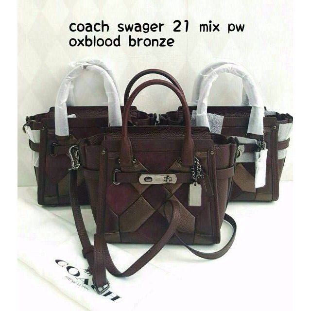 COACH SWAGGER 21 Mix PatchWork OxBlood Bronze