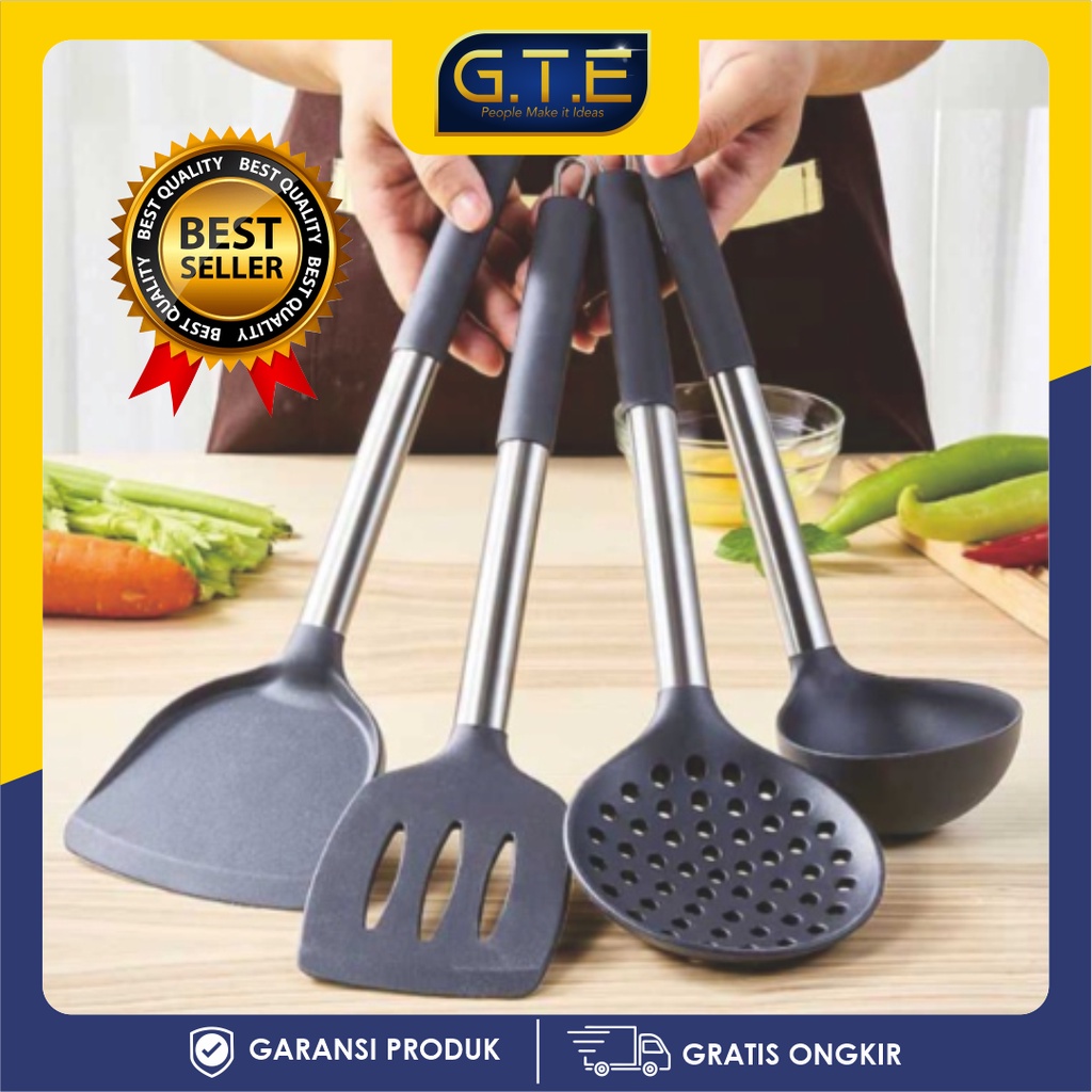 GTE | Kitchen Ware Spatula berbahan silikon food grade yang aman digunakan untuk memasak tidak mudah Lengket /Kitchenware spatula SET