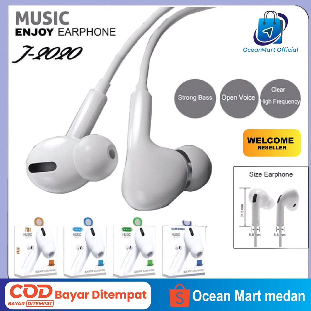 Headset Earphone Music Enjoy Handsfree Super Bass Jack 3.5mm Aksesoris Handphone HP OCEANMART OCEAN MART Murah Grosir