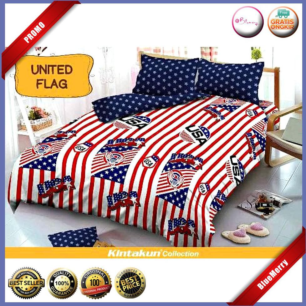 Kintakun D'Luxe Kids United Flag No.2 Queen 160 Sprei Bendera Usa Star BMSC229
