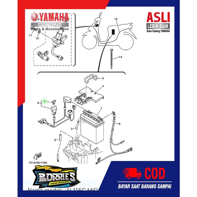 fuse sikring tanam tancap 10a 10 a mio sporty soul fino kabru jupiter mx dll original YGP 5TL-H2151-