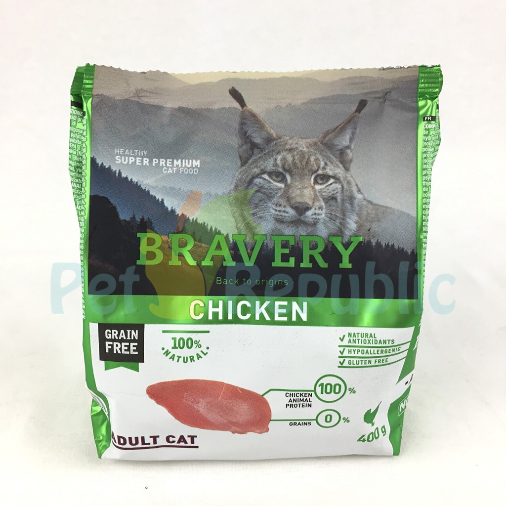 

Pet Republic Makanan Kucing BRAVERY Adult Cat Chicken 400gr